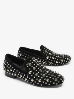 Mocassins à rivets pour hommes chaussures en cuir à enfiler à pointes pour bal de promo mariage