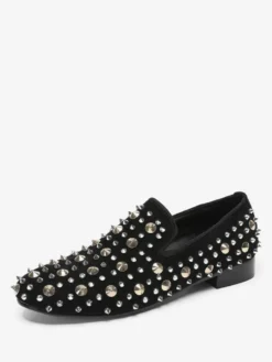 Mocassins à rivets pour hommes chaussures en cuir à enfiler à pointes pour bal de promo mariage