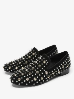 Mocassins à rivets pour hommes chaussures en cuir à enfiler à pointes pour bal de promo mariage