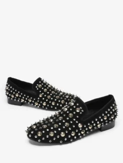 Mocassins à rivets pour hommes chaussures en cuir à enfiler à pointes pour bal de promo mariage