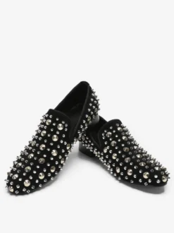 Mocassins à rivets pour hommes chaussures en cuir à enfiler à pointes pour bal de promo mariage