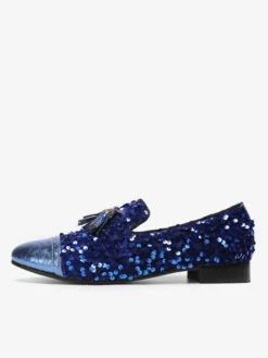 Mocassins à rivets pour hommes chaussures en cuir à paillettes à enfiler à pompons pour bal de promo mariage