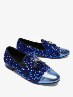 Mocassins à rivets pour hommes chaussures en cuir à paillettes à enfiler à pompons pour bal de promo mariage