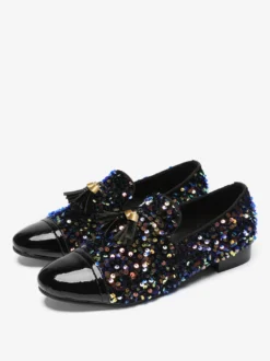 Mocassins à rivets pour hommes chaussures en cuir à paillettes chaussures de bal de fin d'année à paillettes chaussures de mariage