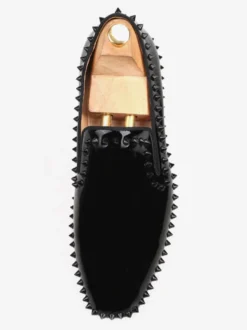 Mocassins à rivets pour hommes chaussures à enfiler bout rond en cuir verni pour bal de promo mariage