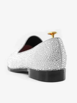 Mocassins à rivets pour hommes chaussures en daim blanc froid avec strass et cristaux chaussures à enfiler pour bal de promo mariage