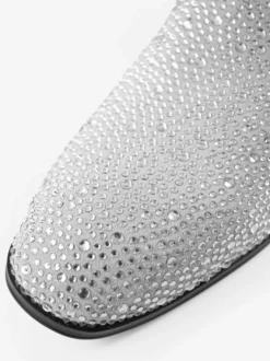 Mocassins à rivets pour hommes chaussures en daim blanc froid avec strass et cristaux chaussures à enfiler pour bal de promo mariage