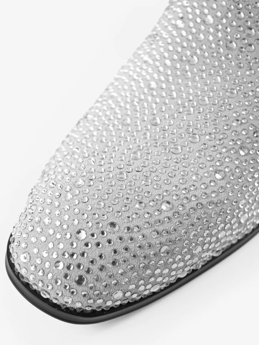 Mocassins à rivets pour hommes chaussures en daim blanc froid avec strass et cristaux chaussures à enfiler pour bal de promo mariage