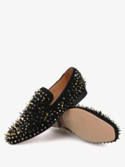 Mocassins à rivets pour hommes chaussures à enfiler bout rond tige en micro-daim chaussures de bal de fête et de mariage