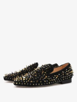 Mocassins à rivets pour hommes chaussures à enfiler bout rond tige en micro-daim chaussures de bal de fête et de mariage