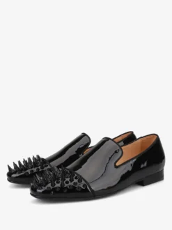 Mocassins à rivets pour hommes en cuir verni chaussures à enfiler pour bal de promo mariage