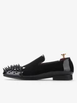Mocassins à rivets pour hommes en cuir verni chaussures à enfiler pour bal de promo mariage
