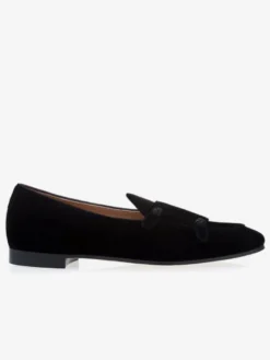 Mocassins velours noir pour hommes Chaussures de Mariage Soirée bout rond