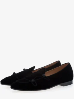 Mocassins velours noir pour hommes Chaussures de Mariage Soirée bout rond