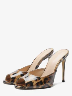 Mules rouges à talons hauts sandales à bout ouvert et talons aiguilles pantoufles