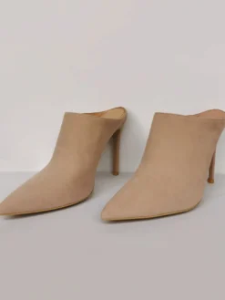 Mules à talons hauts en daim à bout pointu