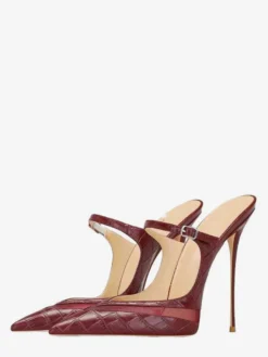 Mules à talons hauts à motif pierre chaussures à enfiler à talon aiguille