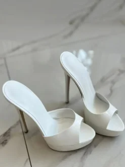 Mules à Talons Hauts à Plateau à Bout Ouvert