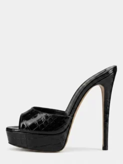 Mules à Talons Hauts à Plateau à Bout Ouvert