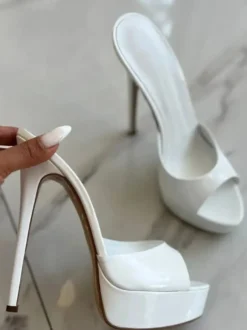 Mules à Talons Hauts à Plateau à Bout Ouvert