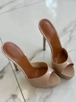 Mules à Talons Hauts à Plateau à Bout Ouvert