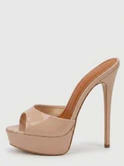 Mules à Talons Hauts à Plateau à Bout Ouvert