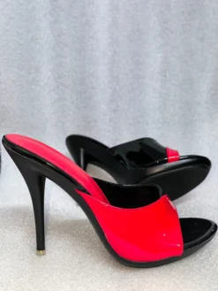 Mules à talons hauts pour femmes sandales à bout ouvert et à talons aiguilles style patchwork