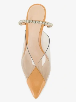 Mules à talons hauts pour femmes bout pointu strass escarpins dos nu chaussures de fête