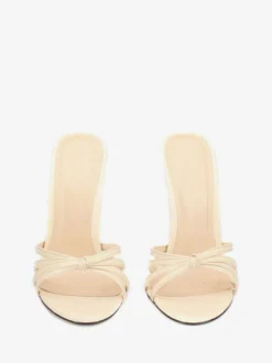 Mules à talons noirs en cuir PU à talon aiguille pour femmes