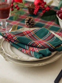 Nappe Costumes De Vacances Carreaux Polyester De Noël Vert