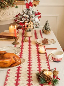 Nappe Costumes De Vacances Carreaux Polyester De Noël Rouge