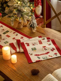 Nappe Costumes De Vacances Carreaux Polyester De Noël Rouge