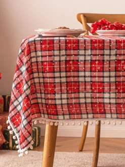 Nappe Costumes de vacances de Noël à carreaux blanche de Noël