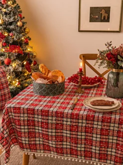 Nappe Costumes de vacances de Noël à carreaux blanche de Noël