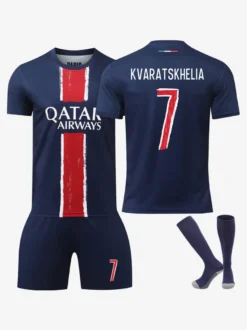 NO.2 HAKIMI NO.7 KVARATSKHELIA NO.10 DEMBÉLÉ NO.14 D. DOUÉ Maillot de Football Vêtements de Sport pour Hommes Ensembles de 3 Pièces