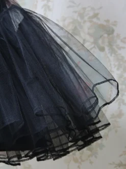 Noir Blanche A-ligne Organza Jupon Lolita unicolore doux Déguisements Halloween