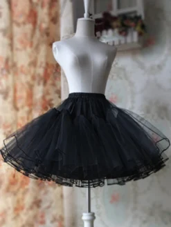 Noir Blanche A-ligne Organza Jupon Lolita unicolore doux Déguisements Halloween