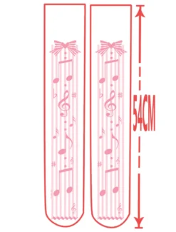 Note de musique Sweet Lolita chaussettes roses imprimées Lolita Stocking Déguisements Halloween