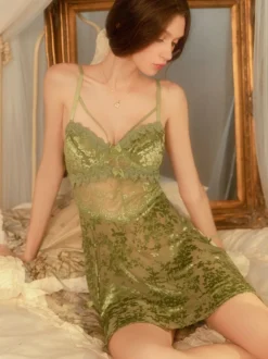 Nuisette en dentelle rose à imprimé floral armatures sexy avec coussinets