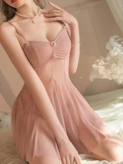Nuisette en tulle rose foncé nuisette gainante robe de nuit