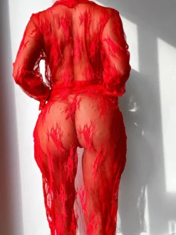 Nuisettes Femme Lingerie Sexy avec Manches Longues à Lacets Unicolore