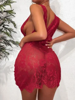 Nuisettes Femme Lingerie Sexy avec Bretelles à Col Décolleté en V Coupe Cintrée Unicolore