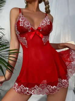 Nuisettes Lingerie Femme avec Bretelles à Col Décolleté en V Imprimés