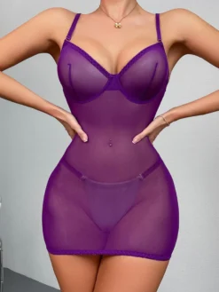 Nuisettes Lingerie Sexy Babydoll Violet Polyester Sexy