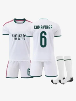 26/27 N° 7 Viní. Jr N° 10 Mbappé N° 5 Bellingham Ensemble 3 pièces Maillot domicile du club de football pour adultes et enfants