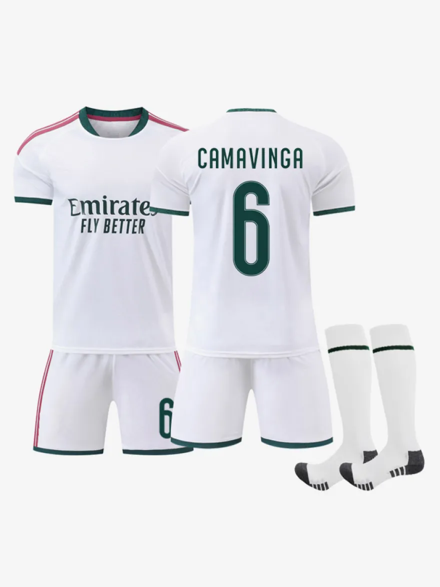 26/27 N° 7 Viní. Jr N° 10 Mbappé N° 5 Bellingham Ensemble 3 pièces Maillot domicile du club de football pour adultes et enfants