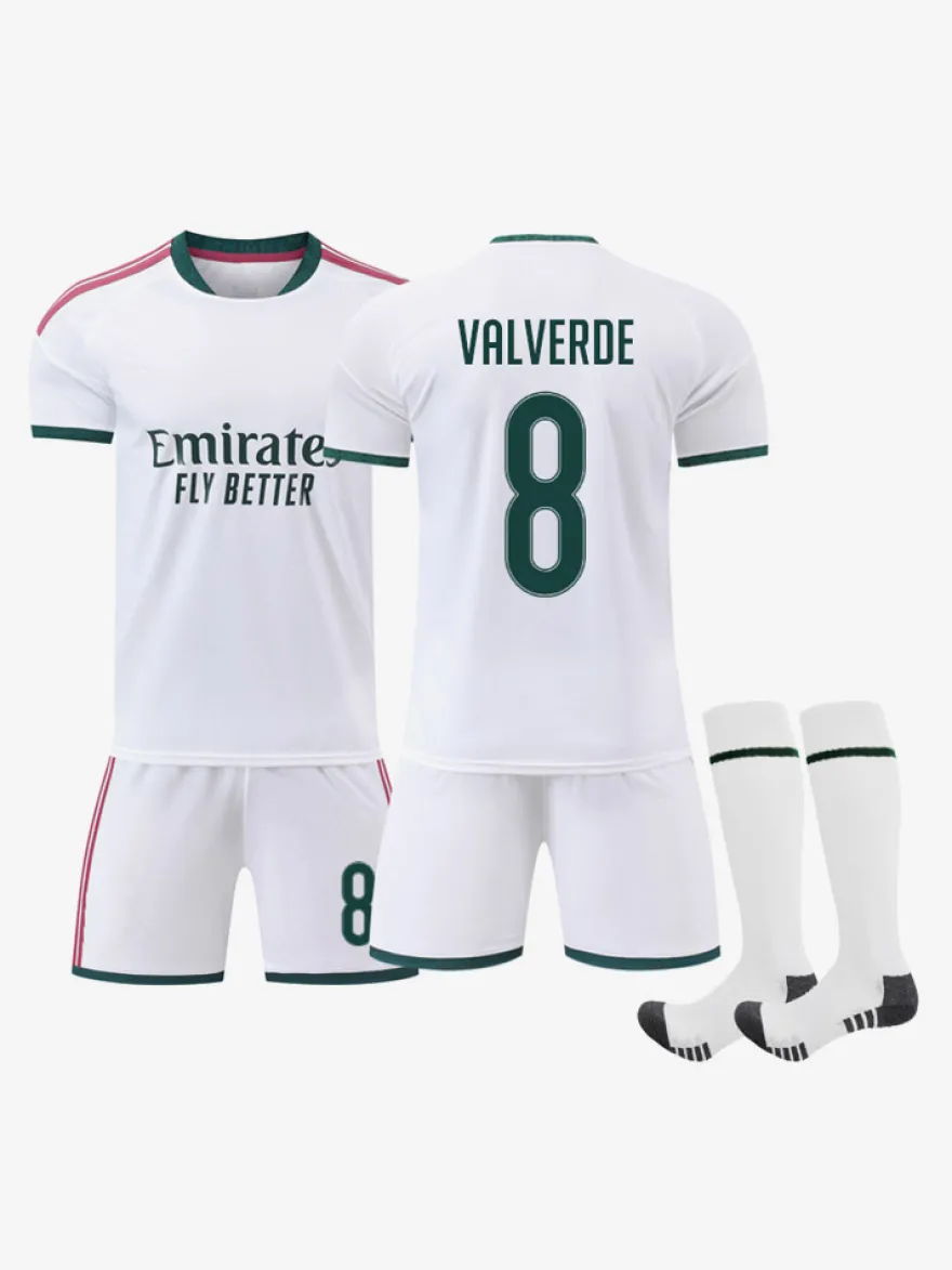 26/27 N° 7 Viní. Jr N° 10 Mbappé N° 5 Bellingham Ensemble 3 pièces Maillot domicile du club de football pour adultes et enfants