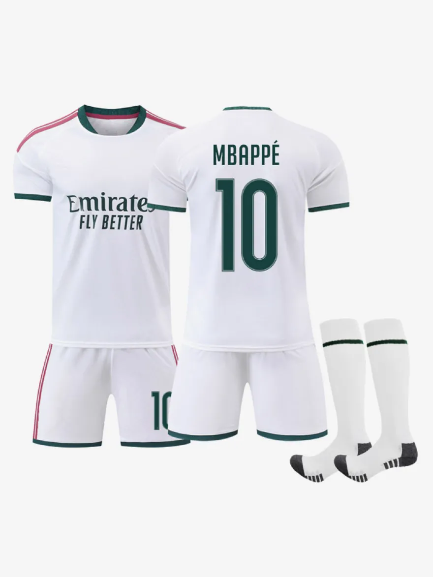 26/27 N° 7 Viní. Jr N° 10 Mbappé N° 5 Bellingham Ensemble 3 pièces Maillot domicile du club de football pour adultes et enfants