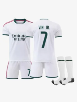 26/27 N° 7 Viní. Jr N° 10 Mbappé N° 5 Bellingham Ensemble 3 pièces Maillot domicile du club de football pour adultes et enfants