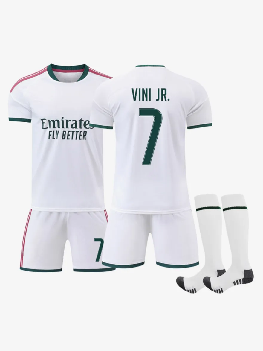 26/27 N° 7 Viní. Jr N° 10 Mbappé N° 5 Bellingham Ensemble 3 pièces Maillot domicile du club de football pour adultes et enfants